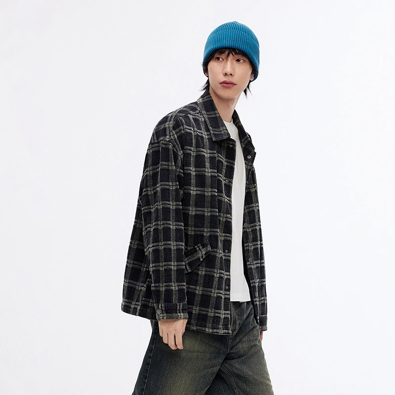 Chaqueta Semir para hombre, camisa holgada de otoño 2025, Top versátil, abrigo vaquero a cuadros Vintage