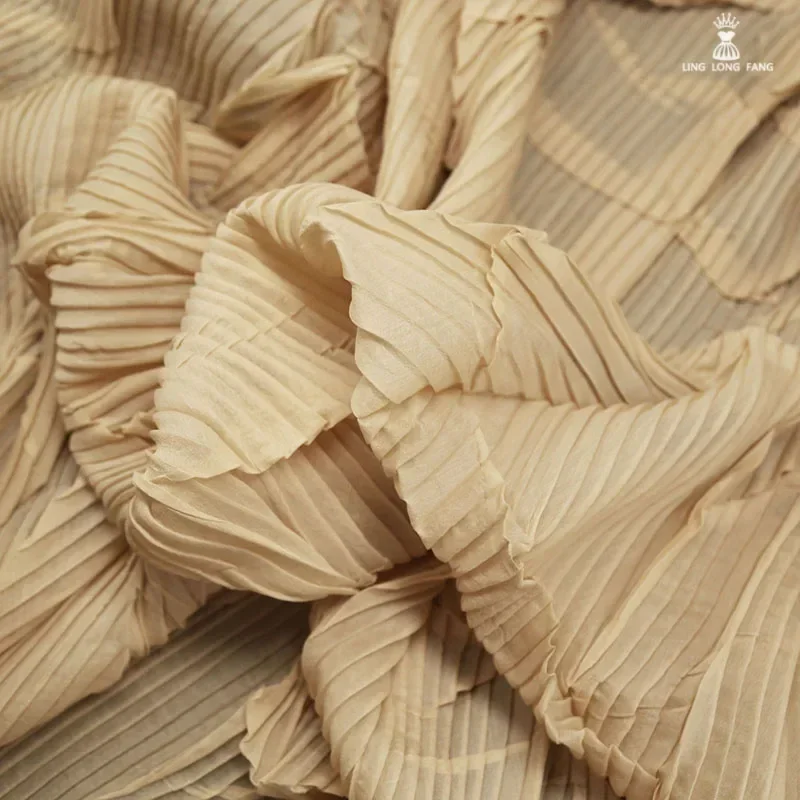 Creative Texture Pleated Fabric Crepe Clothing Dress Background Designer Fabric Wholesale Cloth Per Meter for Sewing Diy Materia