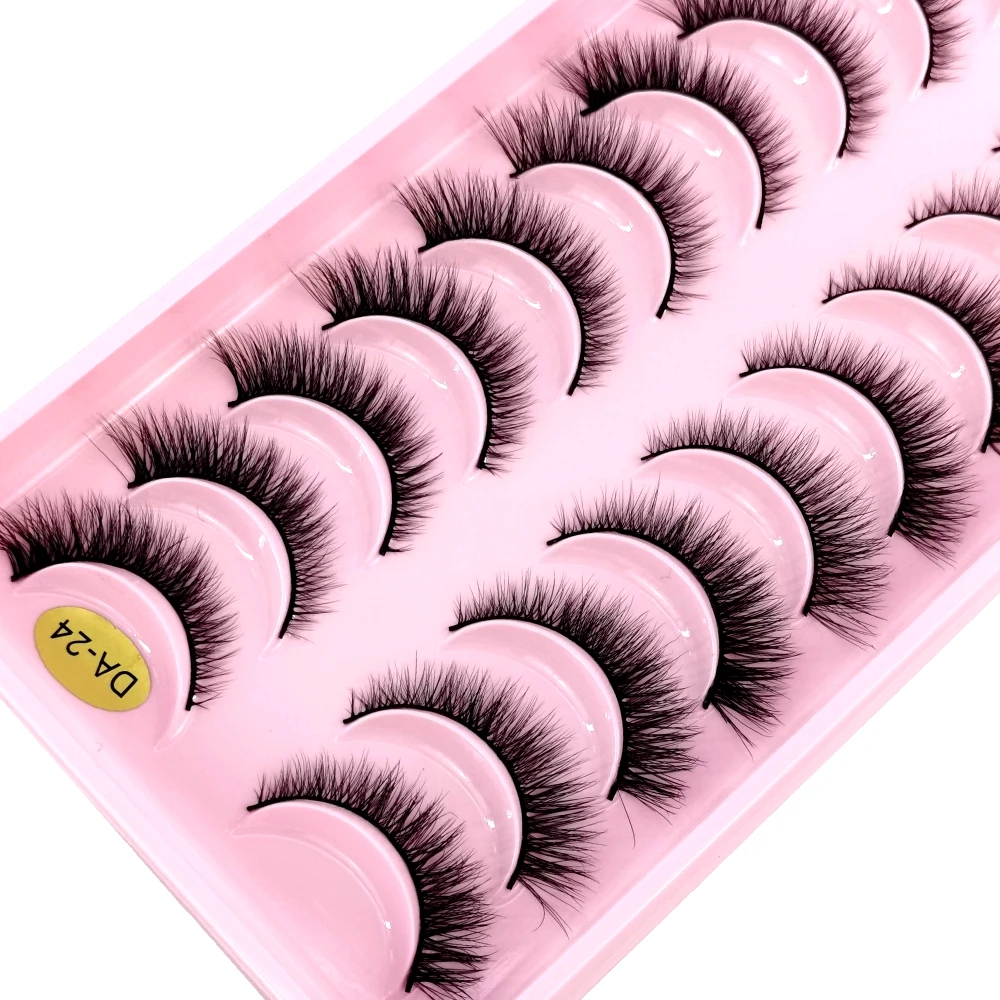 New 10 Pairs 3D Faux Mink Hair False Eyelashes Natural Messy Eyelash Crisscross Wispy Fluffy Lashes Extension Eye Makeup Tools