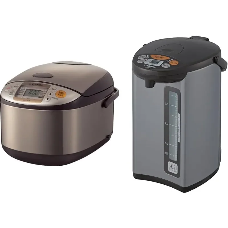 Zojirushi NS-TSC18 Micom Rice Cooker and Warmer, 10-Cups & Micom Water Boiler & Warmer, 135 oz. / 4.0 Liters, Silver