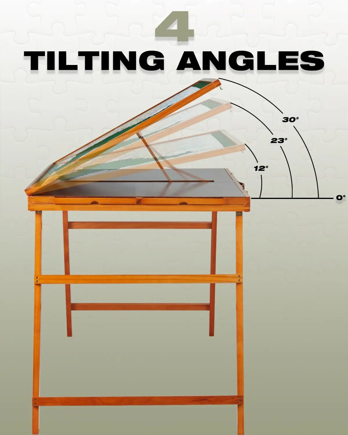 1500-delige houten puzzeltafel met lades en deksel, verstelbaar puzzelbord met opvouwbare poten, draagbare gekantelde puzzel