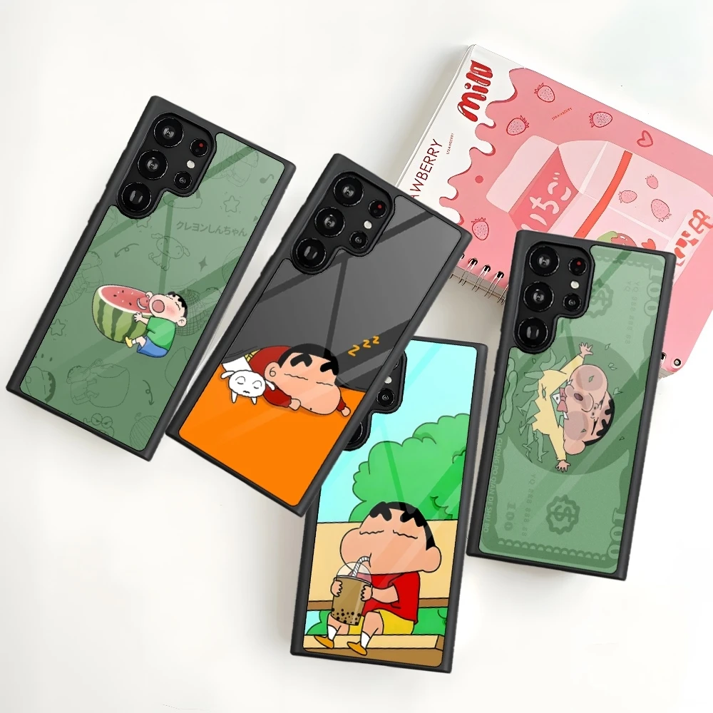 Anime Crayon Shin-chans Phone Case For Samsung Galaxy S26 S25 S24 S23 S22 S21 S20 FE Edge Plus Ultra PC+TPU Cover