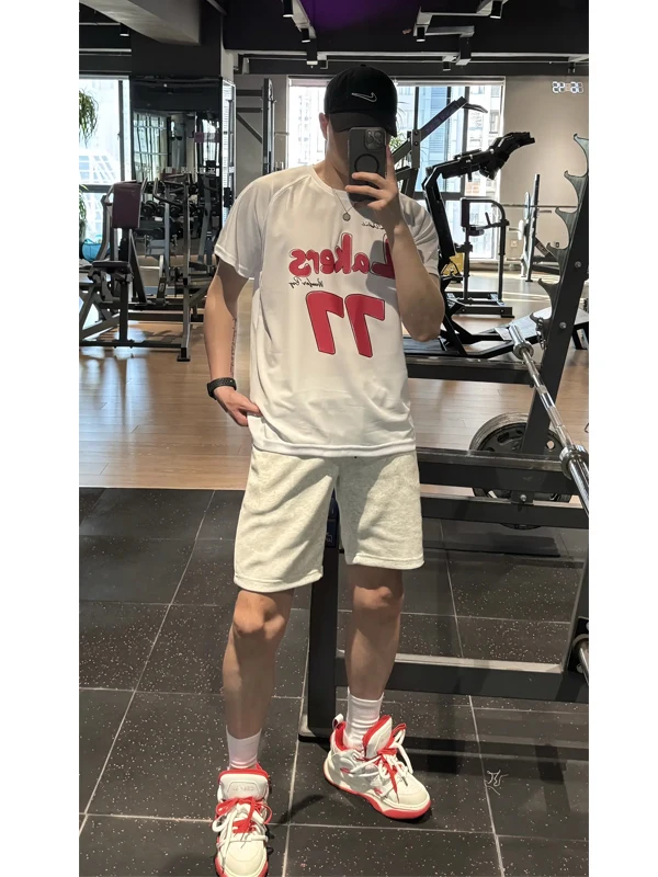 

Мужские спортивные шорты Cleanfit из чистого хлопка, белые с цветочным принтом, летние, повседневные, свободного кроя, молодежные, длиной до колена