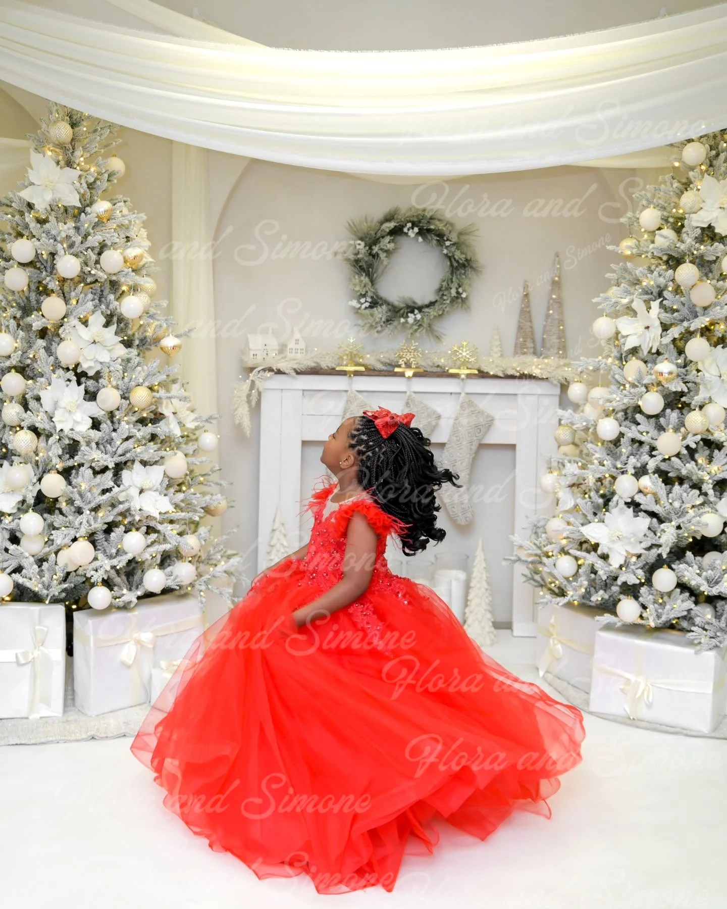 فستان فتاة الزهور الحمراء الفاخرة المخصصة لفساتين الحفلات لحفلات الزفاف وحفلات أعياد الميلاد وحفلات السهرة وحفلات الكريسماس