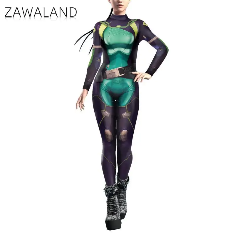 Zawaland Cosplay animal viper Jumpsuit Anime Bodysuit Adult Catsuit Zipper Zentai Halloween Costume Performing Women Clothing