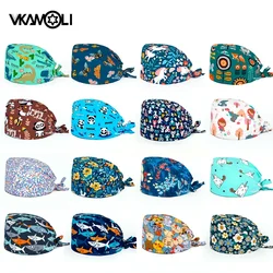 Fashion multi-color printing scrubs cap 24 hours deliver operating room cap Dental dentist hat surgery cap nurses hats for women