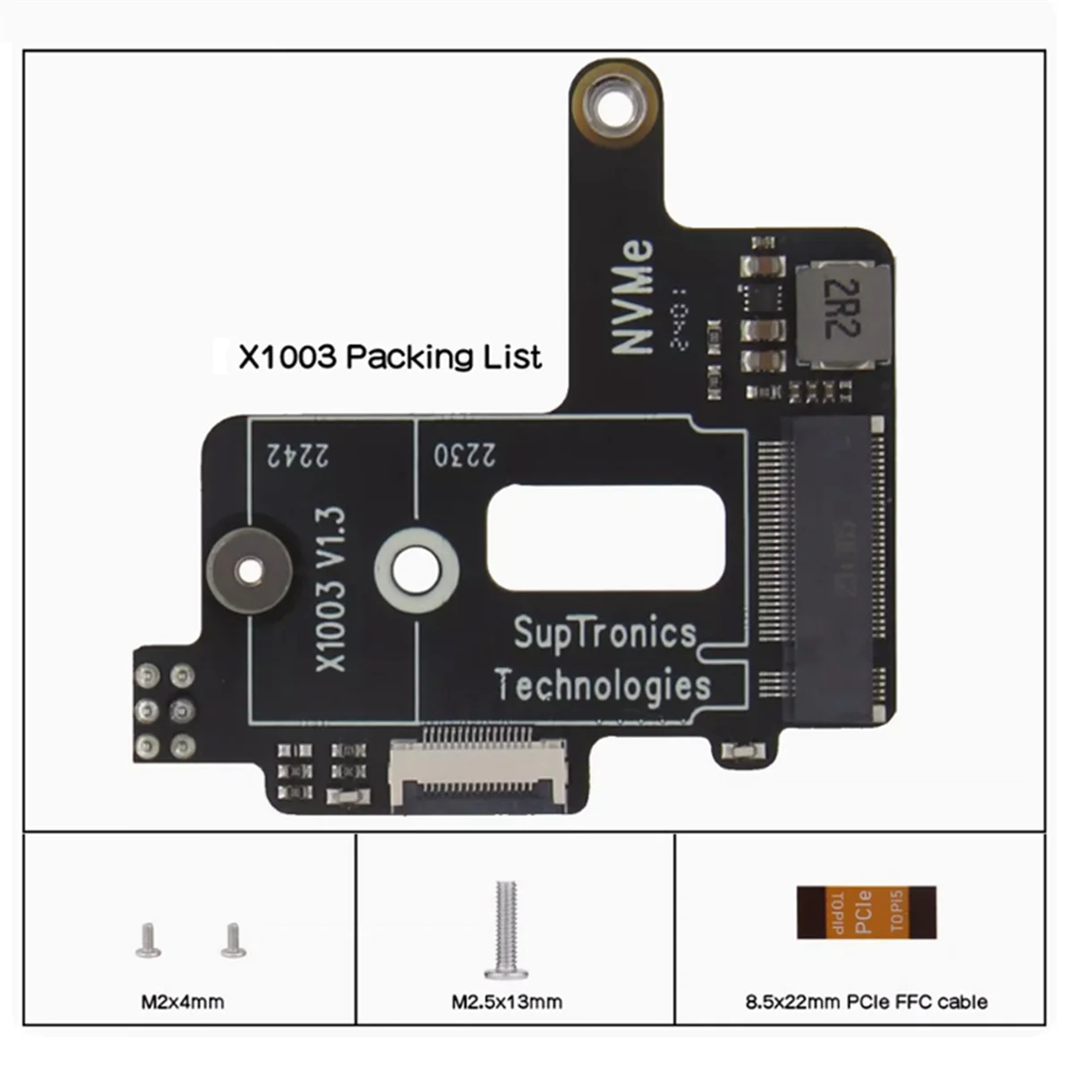 X1003 PCIE Expansion Board for Raspberry Pi 5 PCIe to M.2 NVMe SSD Expansion Board for 2242 2230 NVME SSD