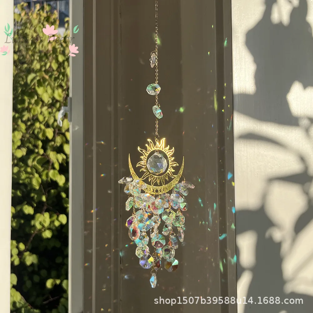 Manufacturer wholesale spot cross-border garden light collection jewelry devil's eye sun moon crystal sun catcher wind chime