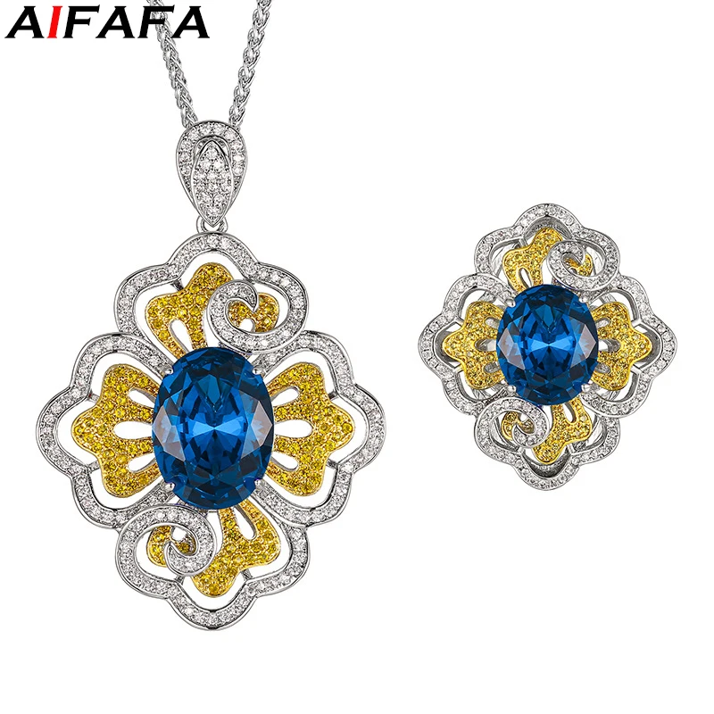 

Потрясающие 5A Garde циркон кулон ожерелье кольца сине-зеленые подвески на шею кольцо на палец модные ювелирные аксессуары