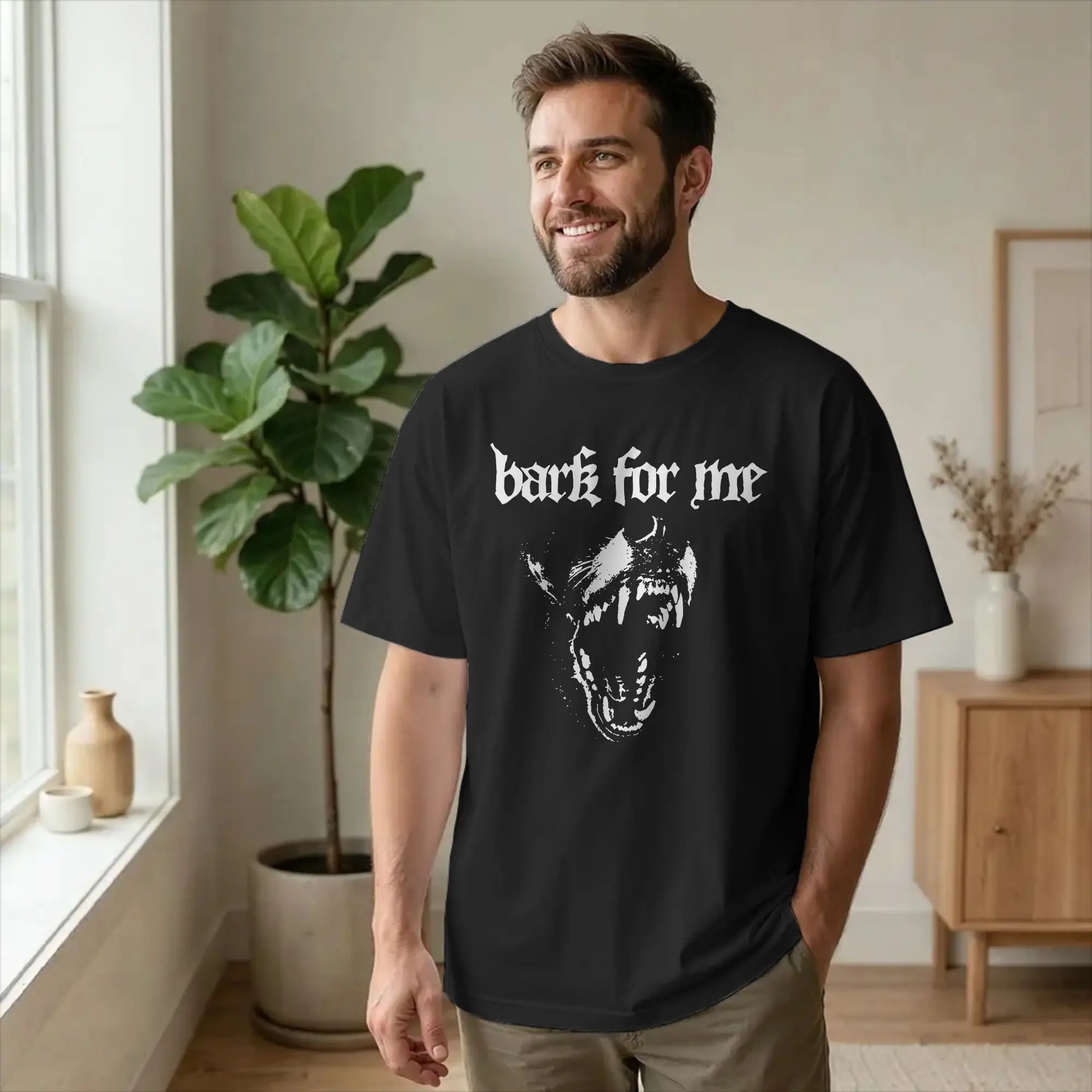 Bark for Me Dog Gothic Grunge Men T Shirt Funny Vintage Tee Shirt Short Sleeve Crewneck T-Shirts 100% Cotton Gift Idea merch