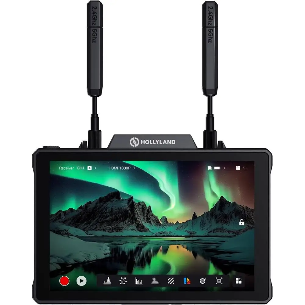 

Hollyland Pyro 7 WirelVideo Transmitter & Receiver & 7 inch Camera ield Monitor HDMI & SDI 1300t Range, 60ms Latency Auto Dual-B