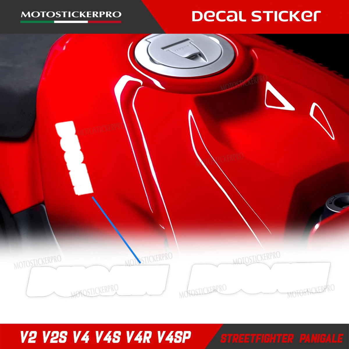 

For Ducati Panigale Streetfighter V2 V2S V4 V4S V4R V4SP Fuel Tank Letter Decals Waterproof Modification Films for Customization