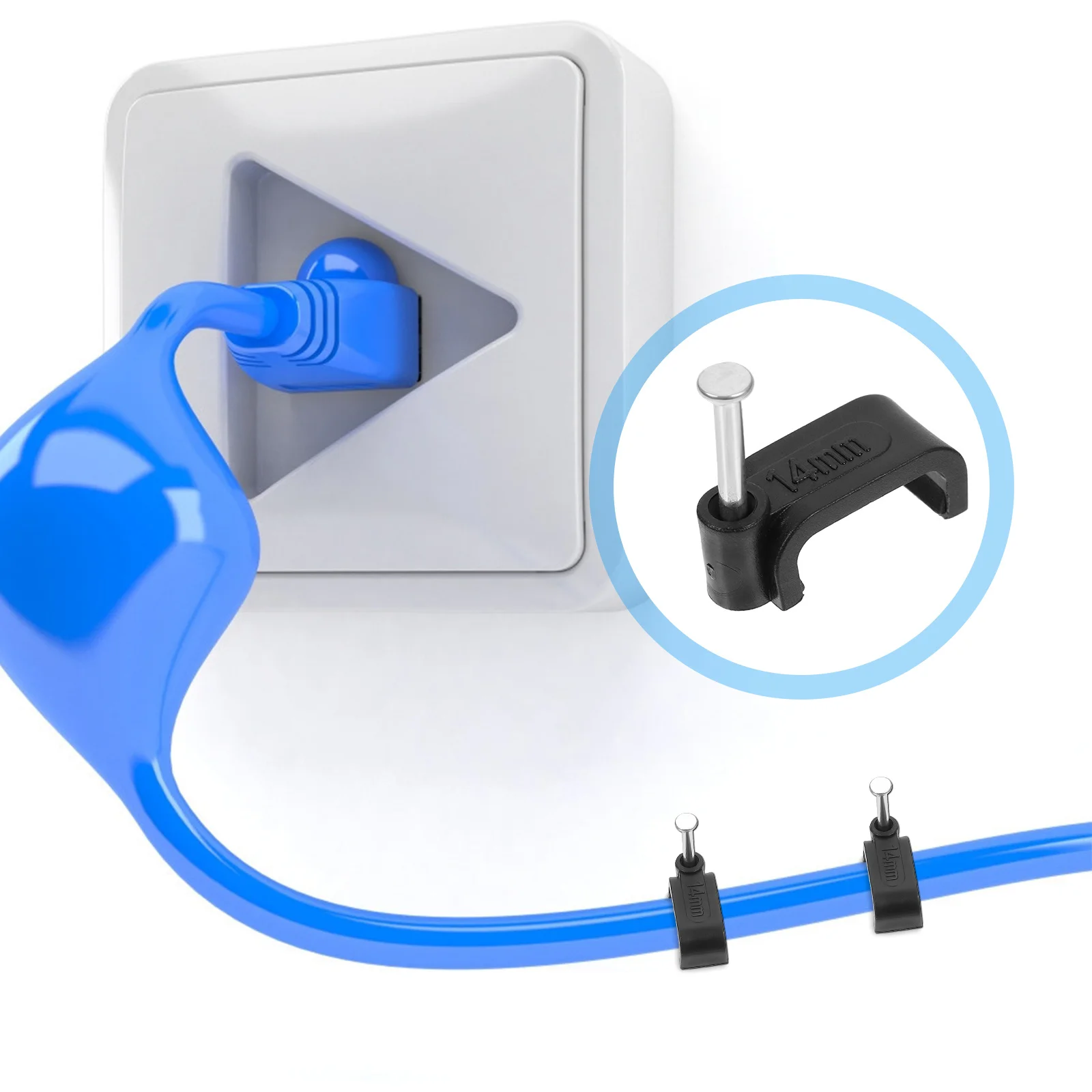 

100Pcs Half Clamps Black J Hooks Nails Pipe Support Clamps Wire Fixing Tools Cable Clips Tubing Fixing Supplies