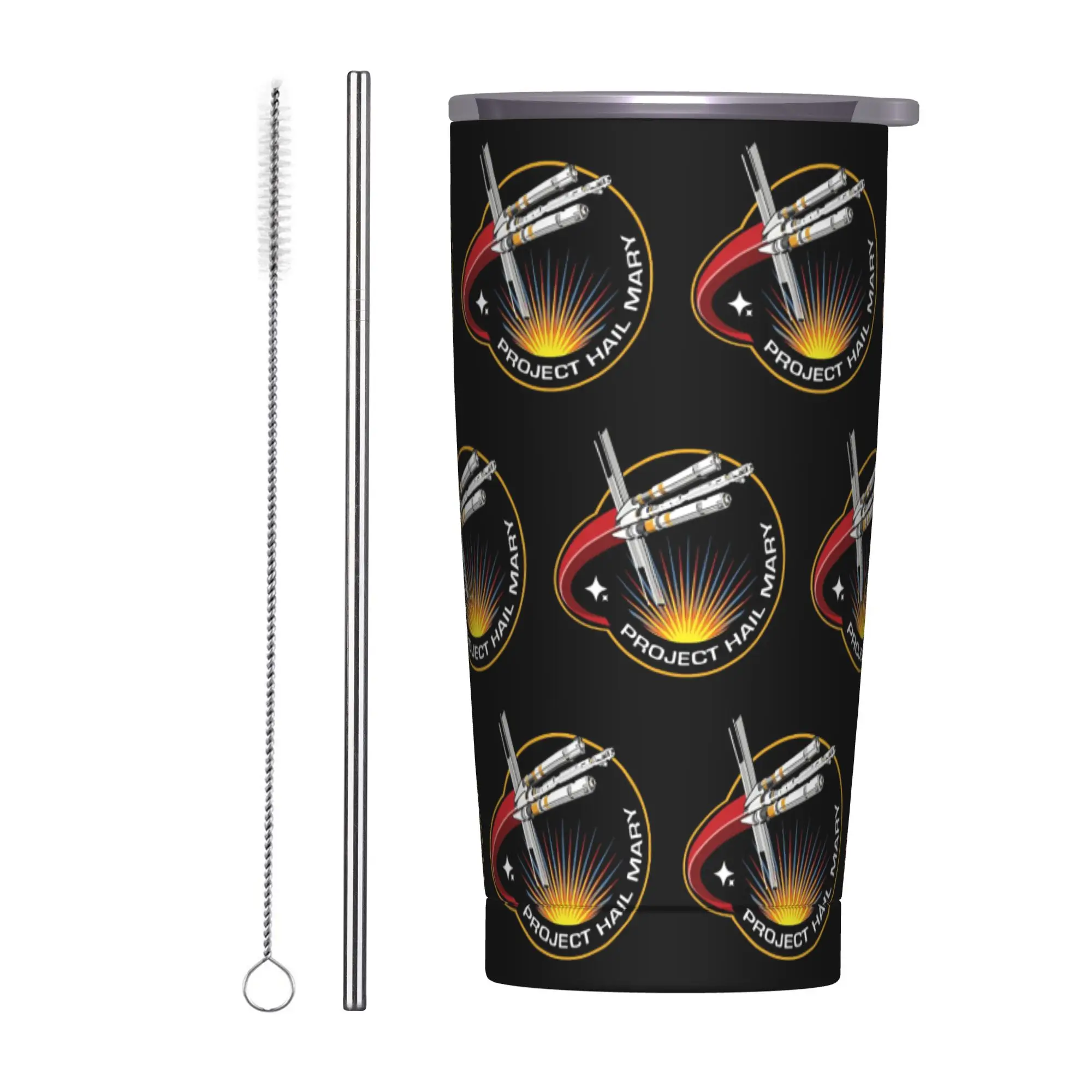 Project Hail Mary Mission Patch Insulated Tumbler with Lid  Stainless Steel Coffee Mugs Double Wall Hot Cold Drinks Cup, 20oz
