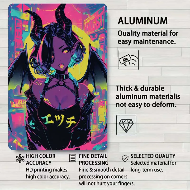 Anime Hentai Succubus Anime & Manga Posters Decoration for Home Decor Metal Tin Signs for Boys and Girls Room Wall Decoration