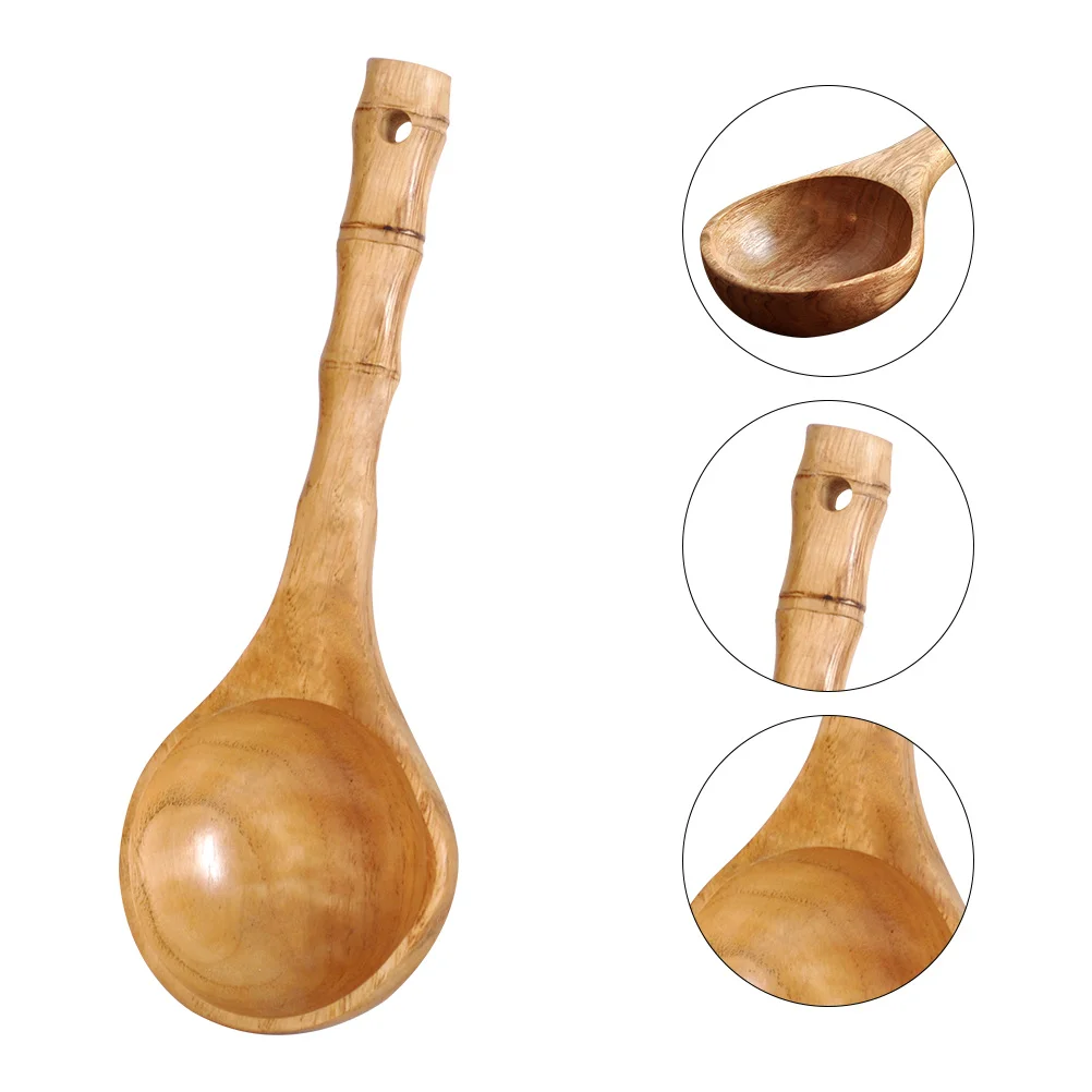 

Бамбуковая суповая ложка, деревянный ковш для воды, длинная ручка, эргономичный дизайн для кухни, ванны, сауны, сада, многоцелевой бытовой