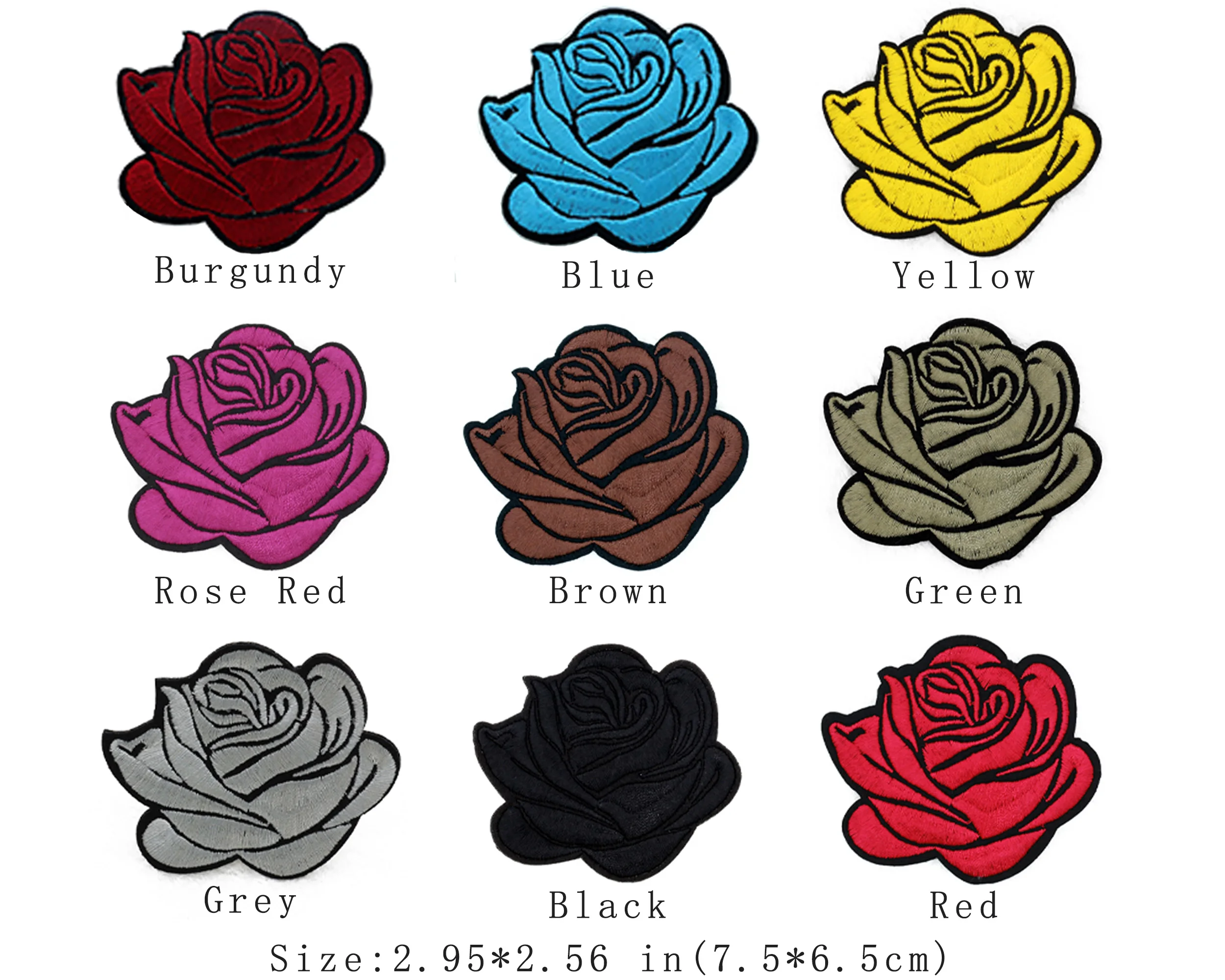 25/200PCS Iron On Sew On Applique For DIY Crafts Bag Cap Decor Badge 9Colors Embroidery Rose Flower Patch