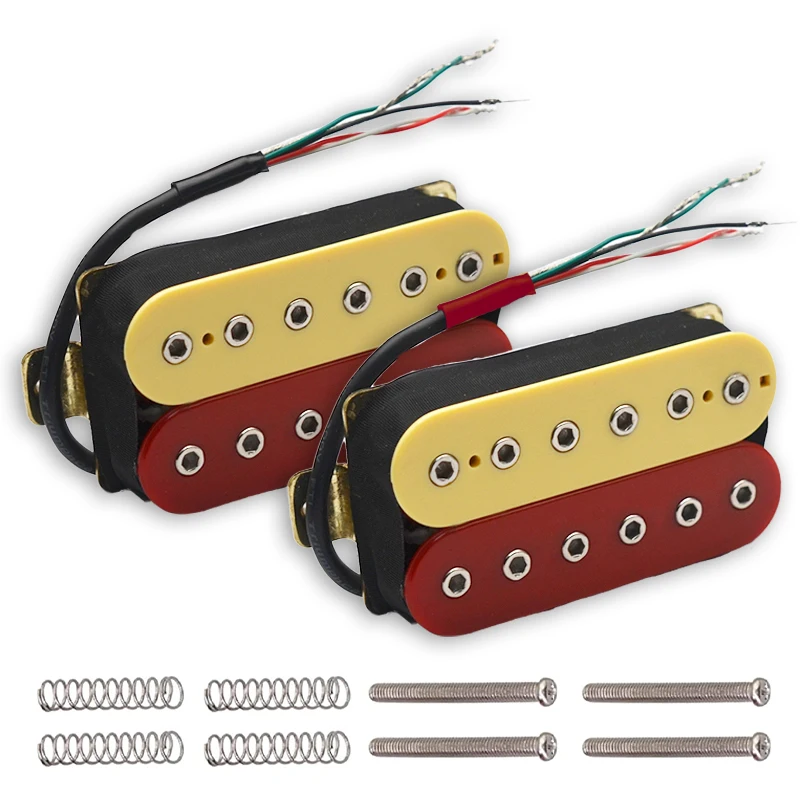 Electric Guitar Humbucker with Adjustable Hex Screw, Dual Coil, Coil Spliting Pickup, 6 Strings, N7.5K, B15K Output, Ivory, Red