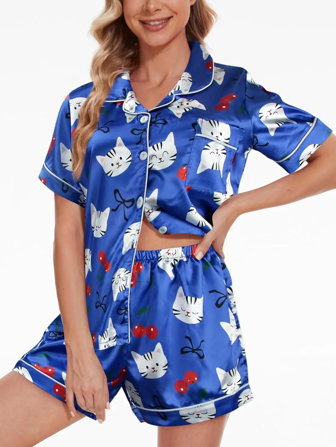 Damski zestaw piżamowy plus size, super miękki, z krótkim rękawem, top i szorty, odzież domowa, dwuczęściowy komplet piżamowy.