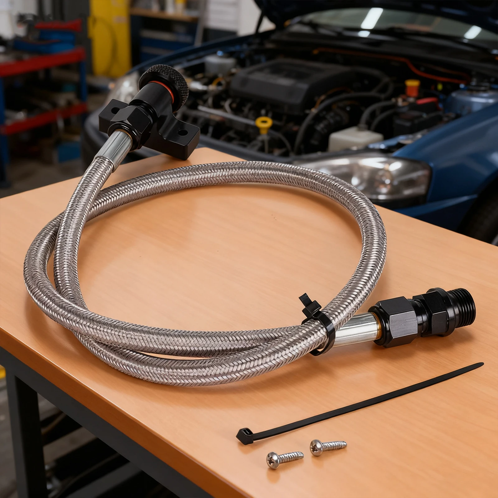 

22200 Transmission Dipstick Tube Tool Aluminum Alloy Braided Transmission Dipstick for Ford F150 2010-2023 6R80 10R80 4R70E