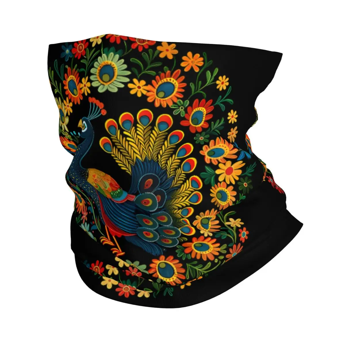 Colorful Peacock Floral Thin Bandana Neck Gaiter Animal Wrap Scarf Headband Neck Cover