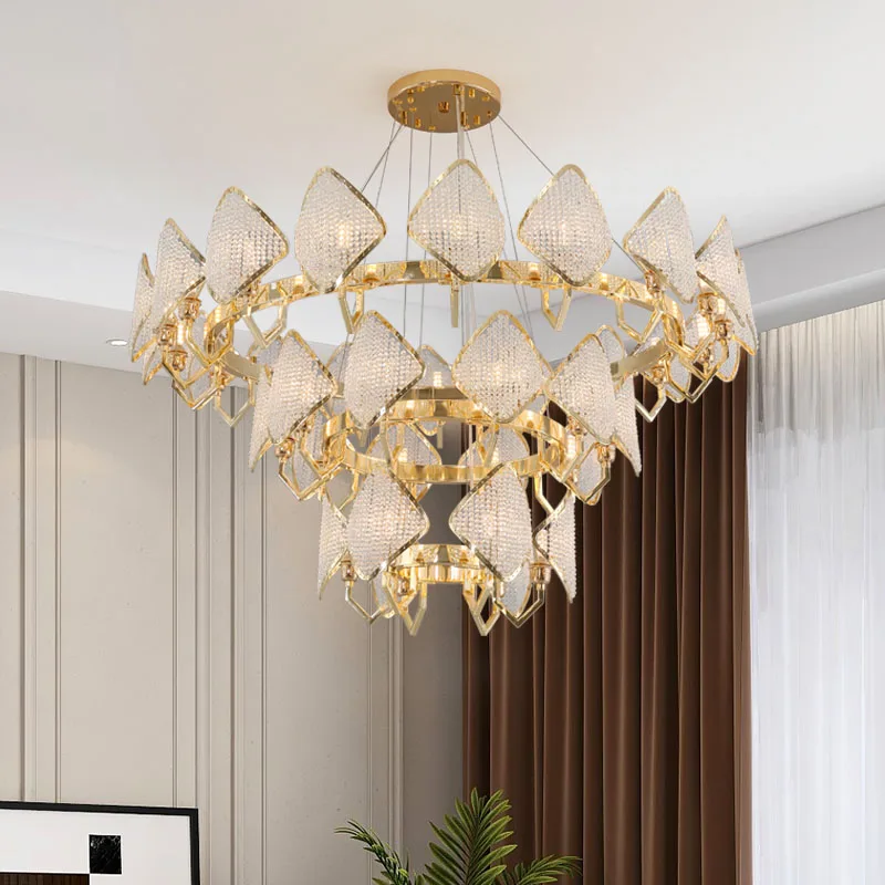 Light luxury villa model room living  room bedroom chandelier