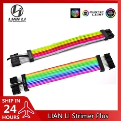 LIAN LI Strimer Plus RGB PSU Extension Cable Rainbow Noen Power Line, GPU Dual 8Pin / Triple 8Pin Cord 5V ARGB DIY Case