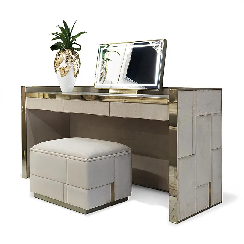 

Light luxury dresser simple modern large apartment with mirror makeup table designer Internet celebrity makeup stool professiona