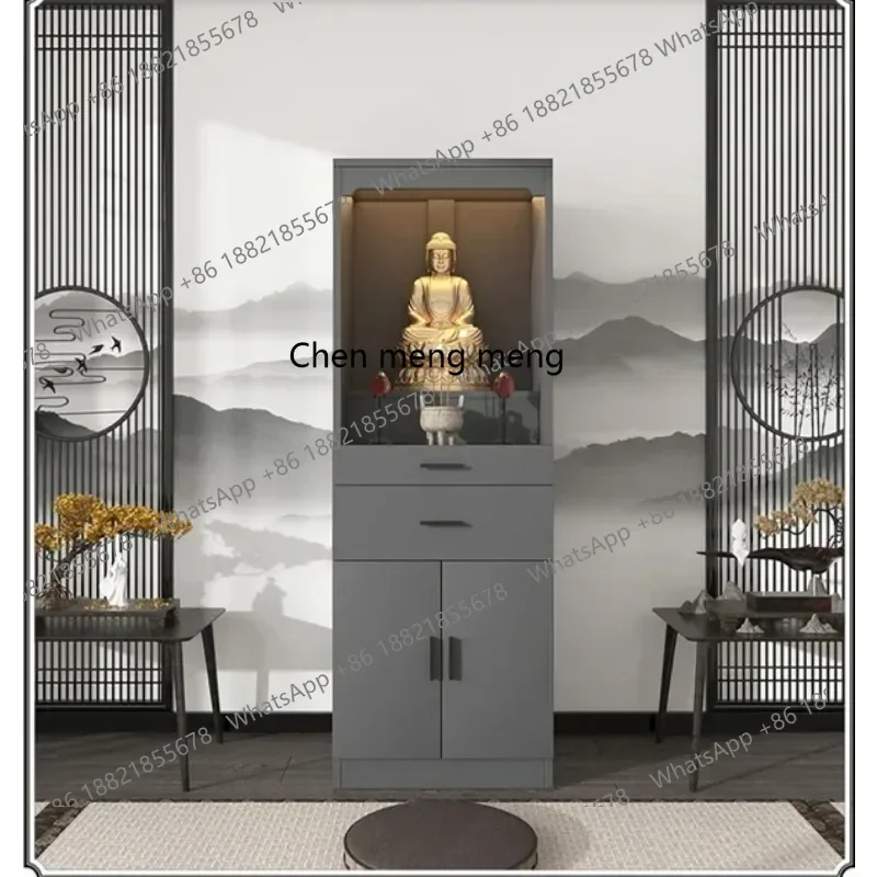 SS SS7486 Buddhist shrine stand cabinet for table household Buddha statue for offering new Chinese cabinet with door shrine tabl