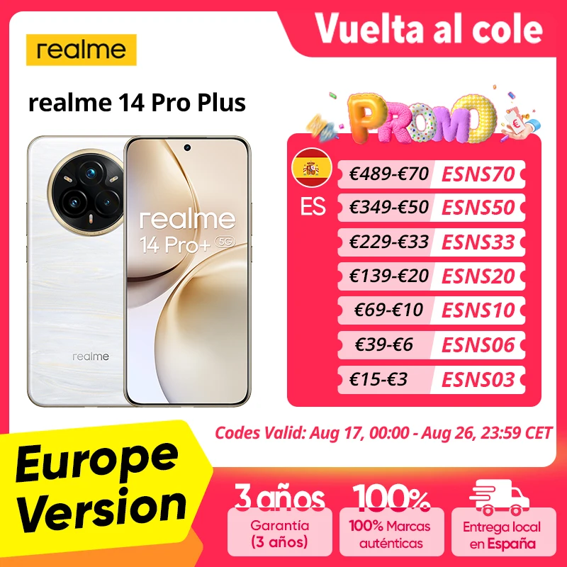 REALME 14 PRO PLUS 5G CON CÁMARA SONY Y CARGA RÁPIDA