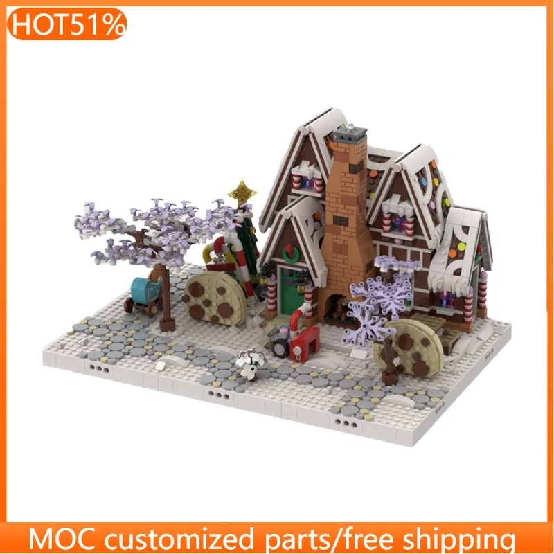 675 Piezas, Maqueta Medieval 10267, Casa de Jengibre, MOC, Bloques de Construcción Modulares Personalizables, Ladrillos Educativos, Juguete de Ensamblaje DIY, Regalo