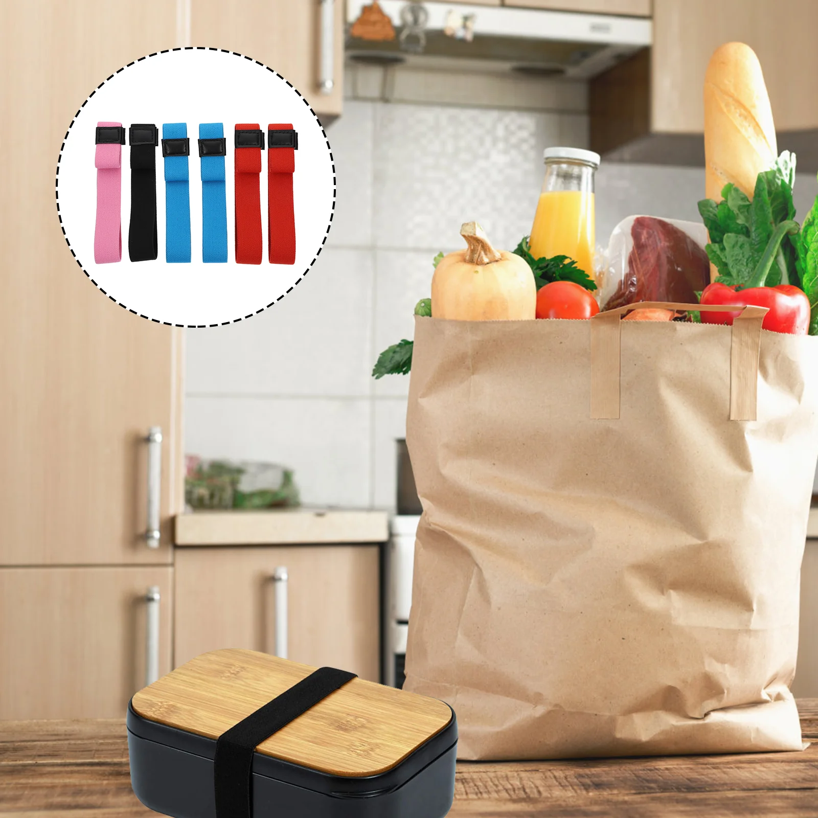 6 Pcs Strap Lunchbox Elastic Straps FOOD Container Creative Fixing Reusable Polyester Premium Travel Practical