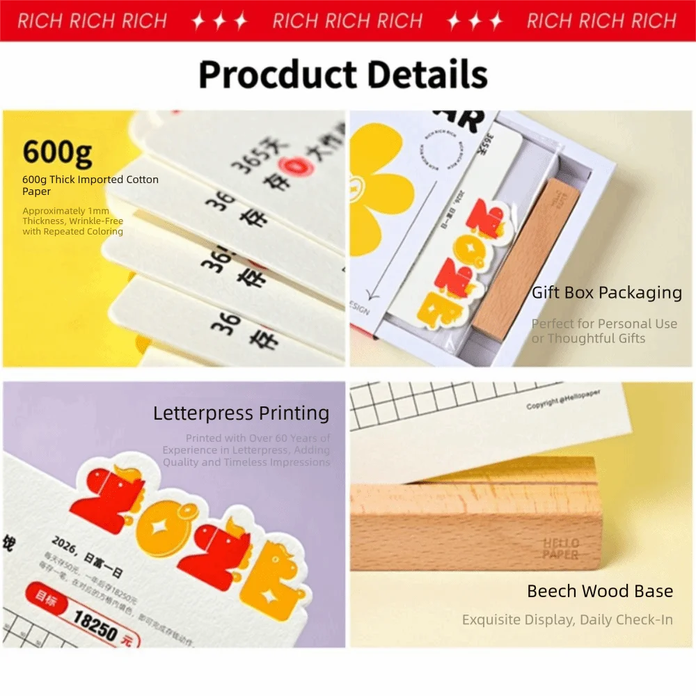 

Get Rich Overnight 2026 Savings Money Calendar Financial Freedom Desk Ornaments 365 Days Money Saving Challenge Personal Finance