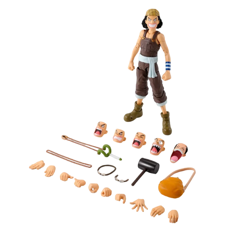 Bandai genuíno shf uma peça usopp-romance dawn-anime figura de ação modelo colecionável brinquedos ornamentos presente crianças criança menina