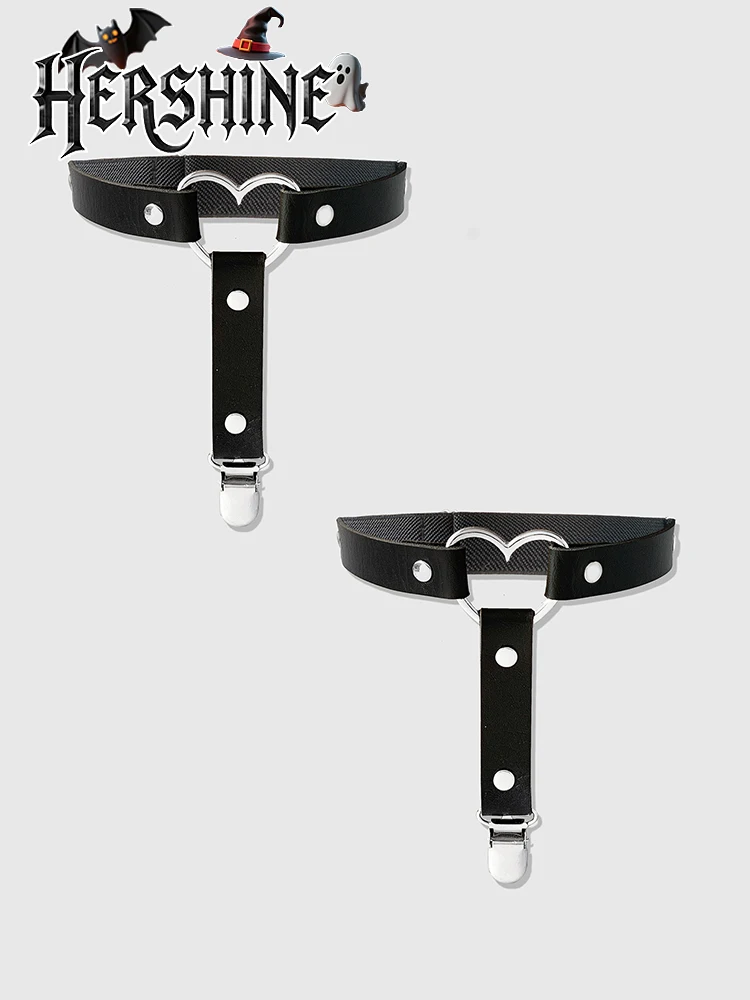 HERSHINE قطعتان من السراويل النسائية القوطية Y2K مع حلقات معدنية على شكل قلب مزينة بأسلوب فاسق داكن ملحقات الهالوين