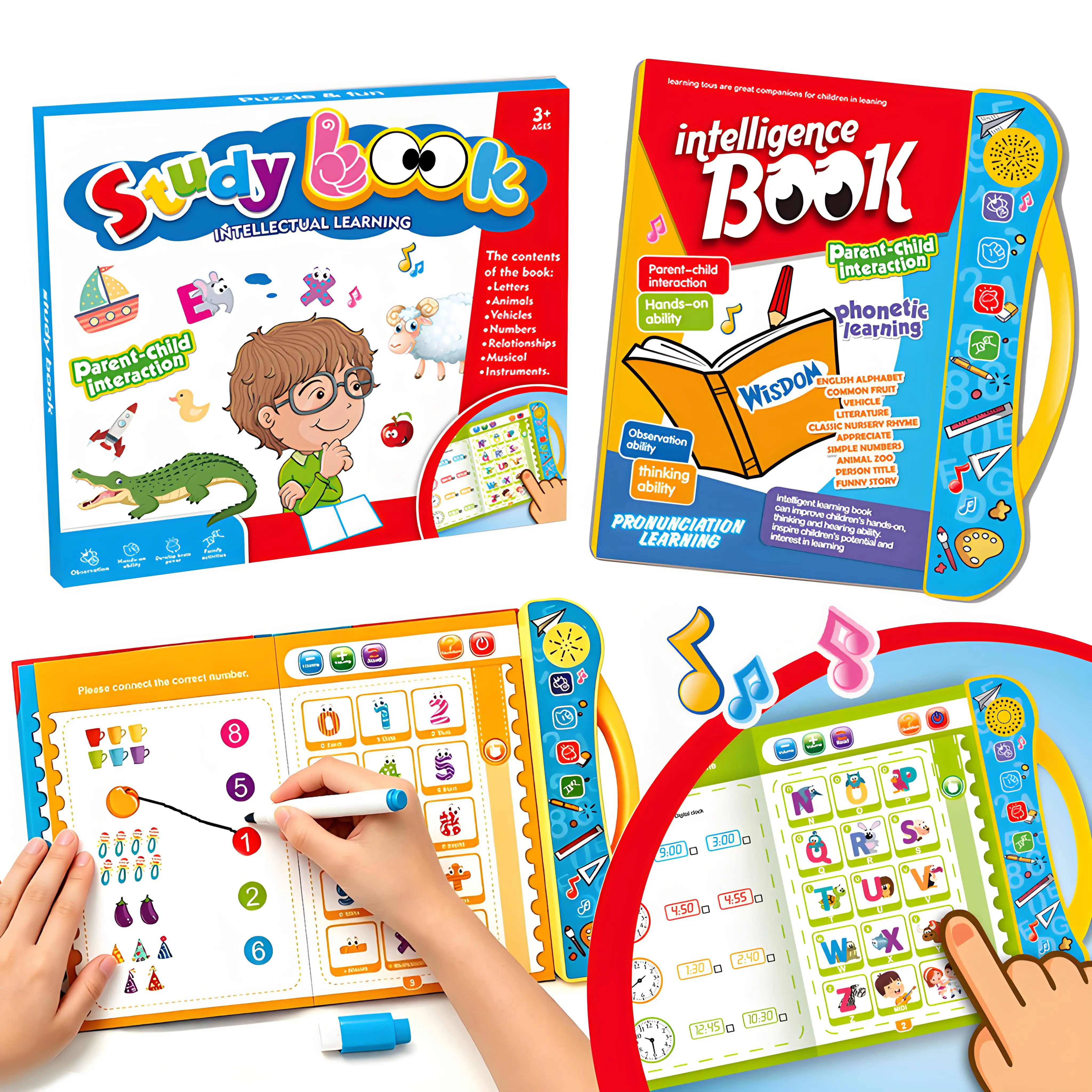 

Интерактивные электронные обучающие книги для детей 3-5 лет, развивающая звуковая книга с ручкой, говорящие книги