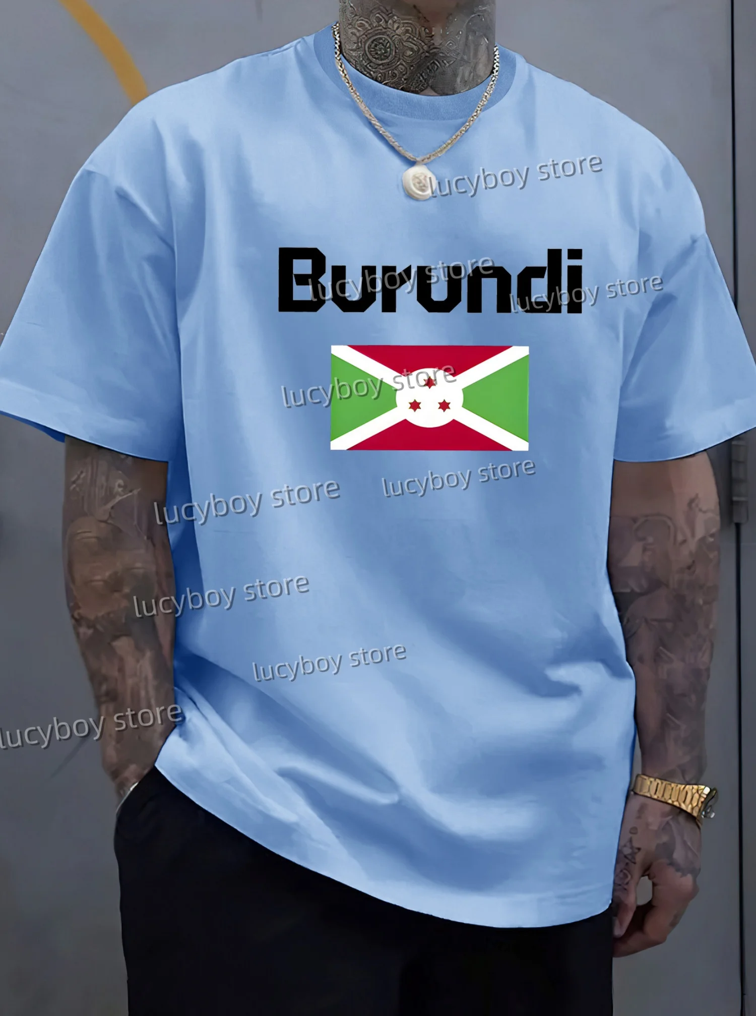 

Мужская футболка с принтом флага BURUNDI для взрослых, спортивная футболка с круглым вырезом и короткими рукавами, винтажная легкая футболка из джерси, мужская одежда