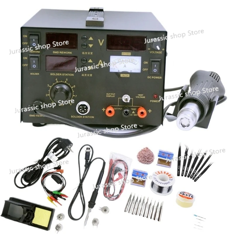 

3 in 1 Heat Gun Desoldering Station Soldering Iron+Hot Air Gun+Power Supply 909D Rework Station