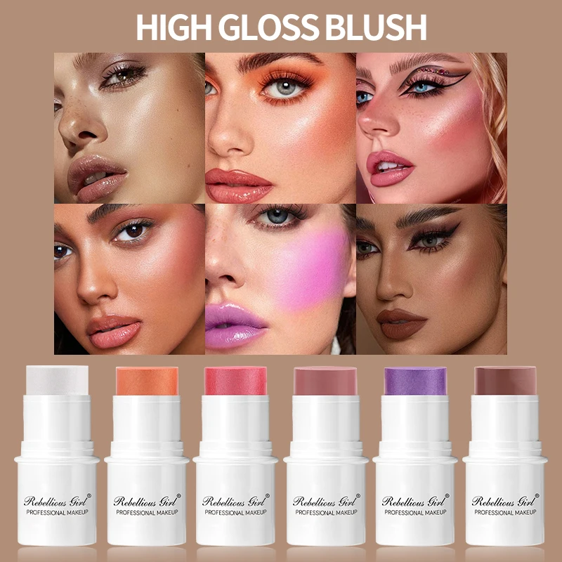 أعواد كونتور كريمية، ظلال تفتيح مع قلم تحديد الوجه برونزي وأحمر الخدود، قلم تحديد الوجه غير دهني ومقاوم للماء #1