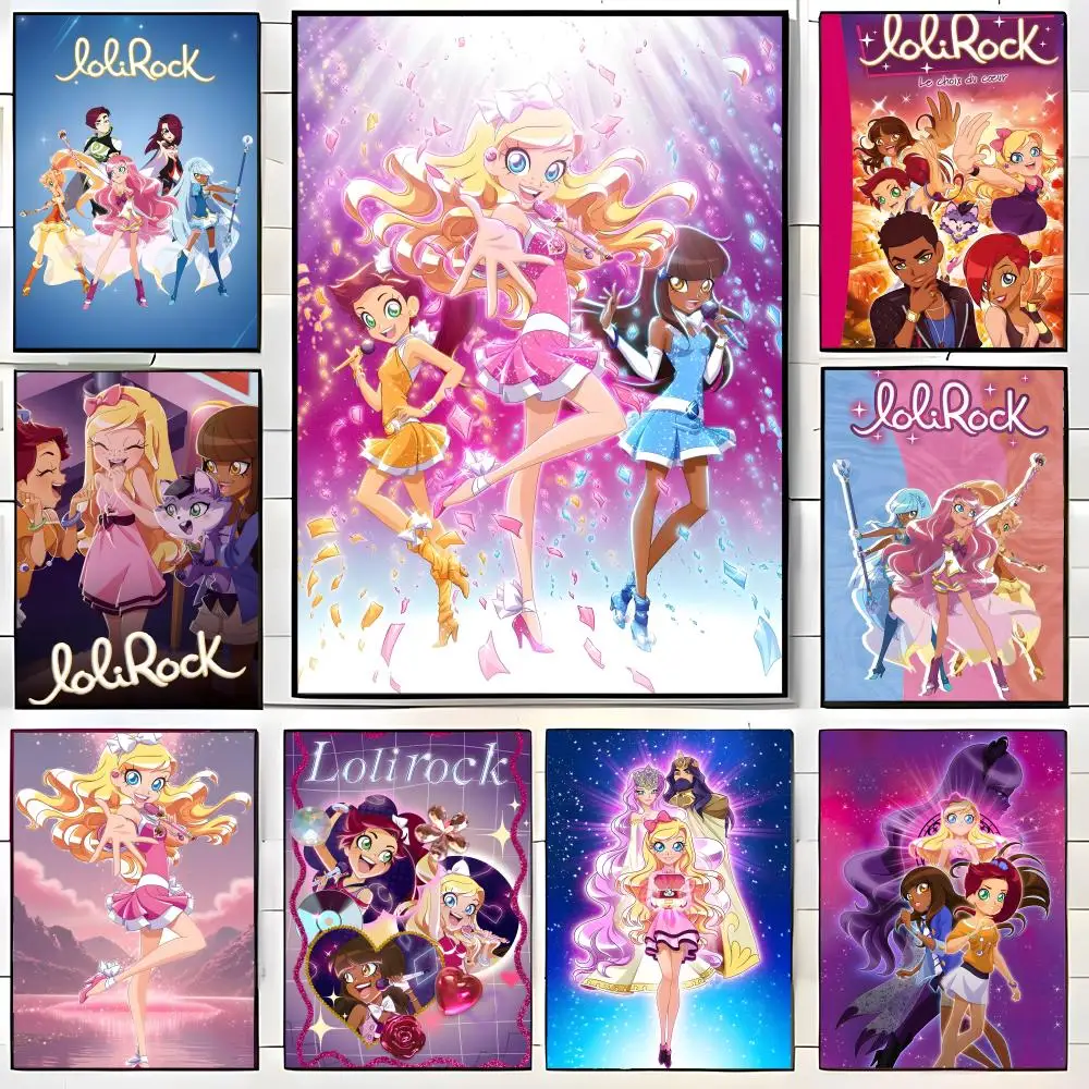 Magical Girl Cartoon L-LoliRock Poster  Self-adhesive Art Waterproof Paper Sticker Coffee House Bar Room Wall Decor