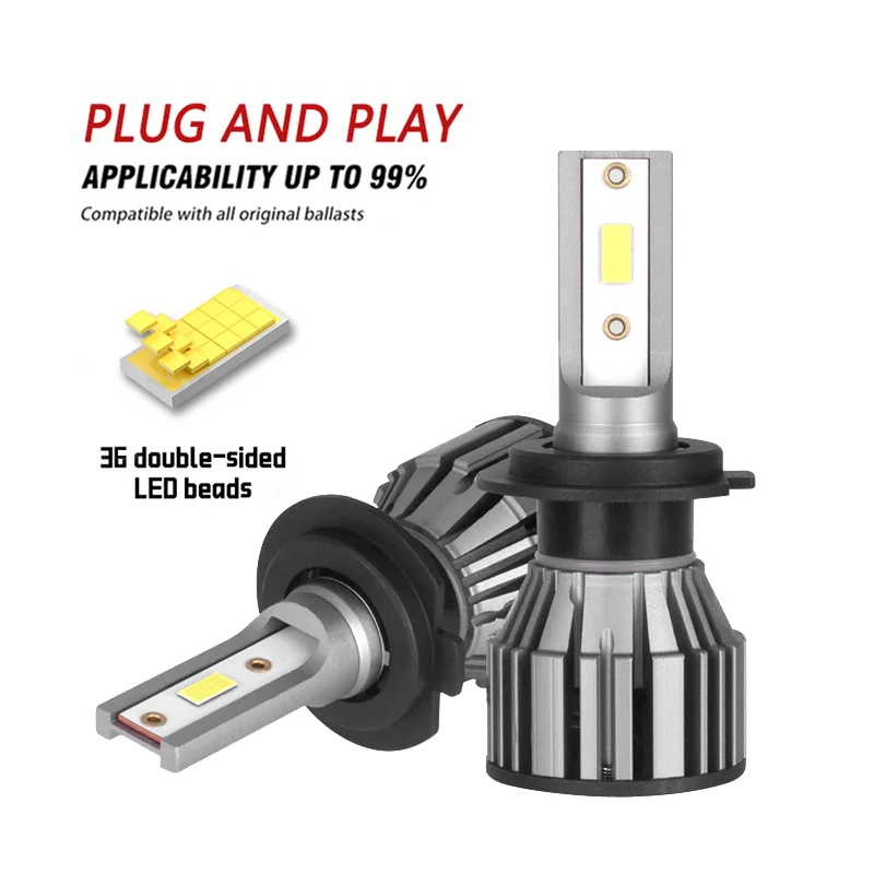 

2PCS LED Headlight H1 H4 H7 H11 9005 HB3 9006 HB4 9012 HIR2 6000K Bulbs Auto Headlamp Turbo Led Fog Light Bulb 12V