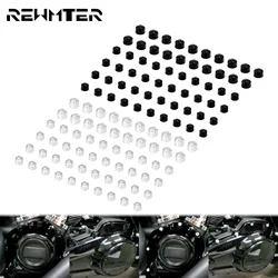 Black/Chrome Motorcycle Engine Bolt Screw Cap Cover 60PCS For Harley Softail Slim Breakout 18-Up Touring Street Glide FLHT 17-21