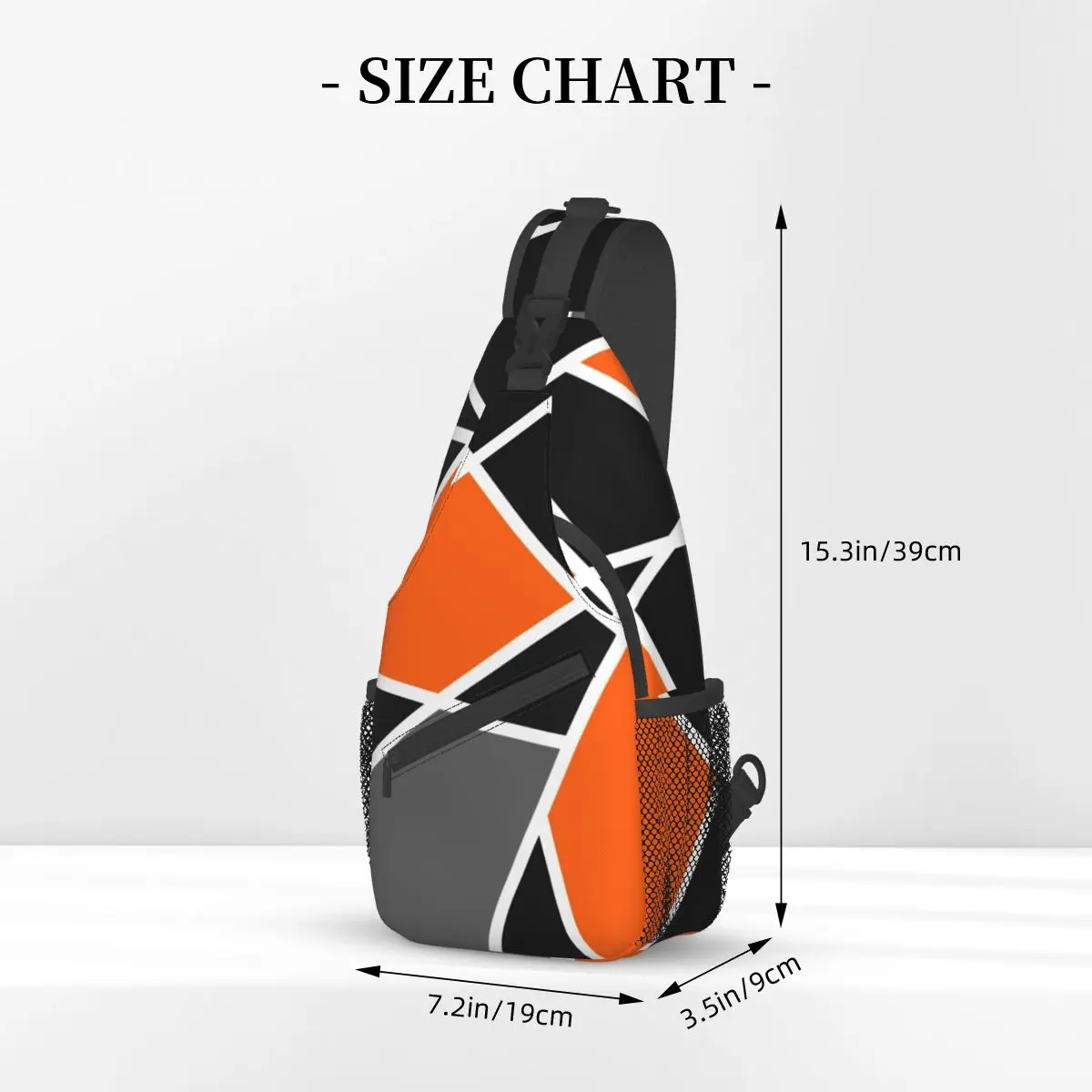 Geometric Modern Crossbody Sling Bag Small Chest Bag Orange Mondrian Art Shoulder Backpack Daypack Travel Hiking Camping Satchel