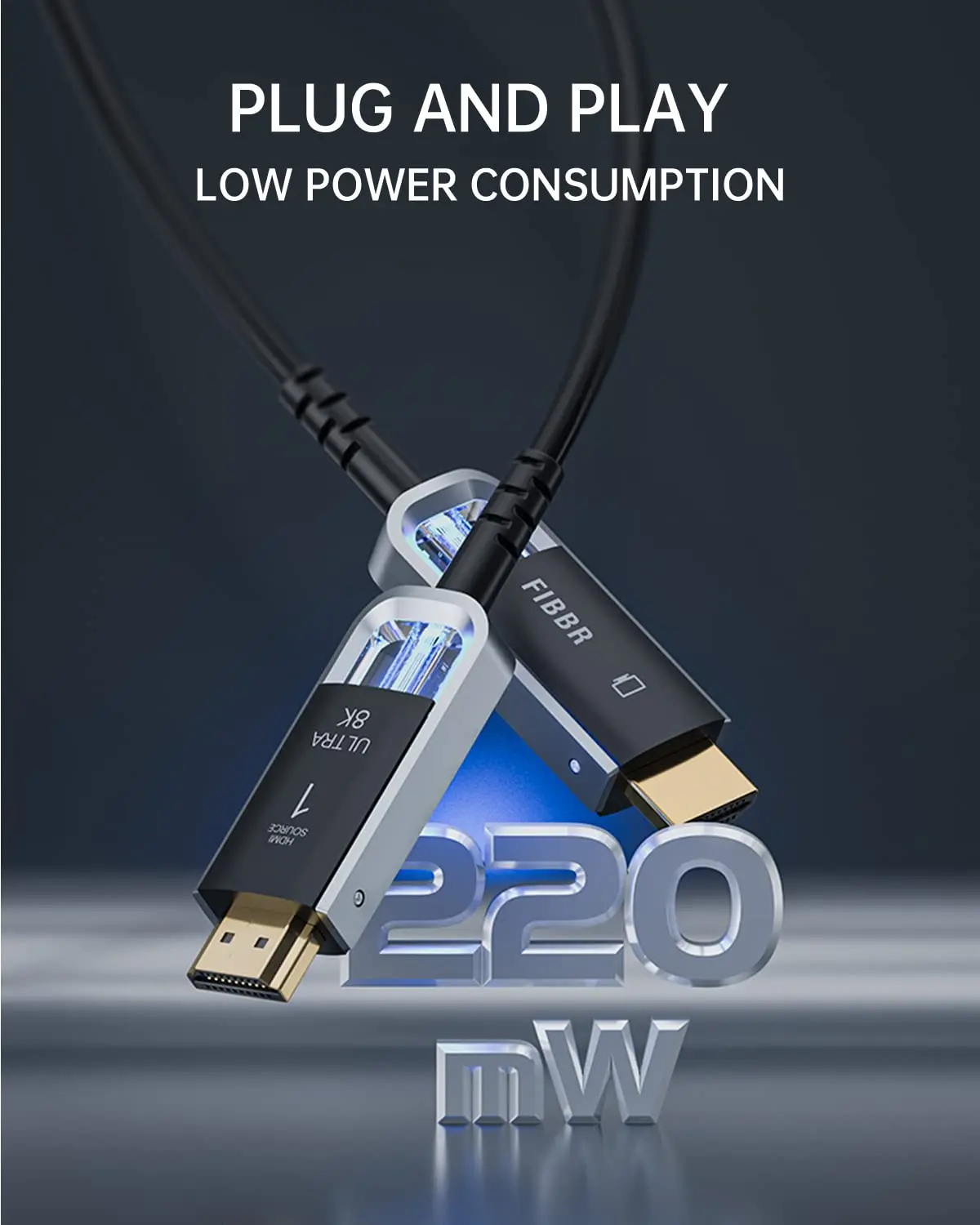 FIBBR Optical Fiber Ultra8K II 56Gbps HDMI 2.1 Cable eARC HDR HDCP cavo hdmi HDTV PS5 Blu-ray Xbox PC TV