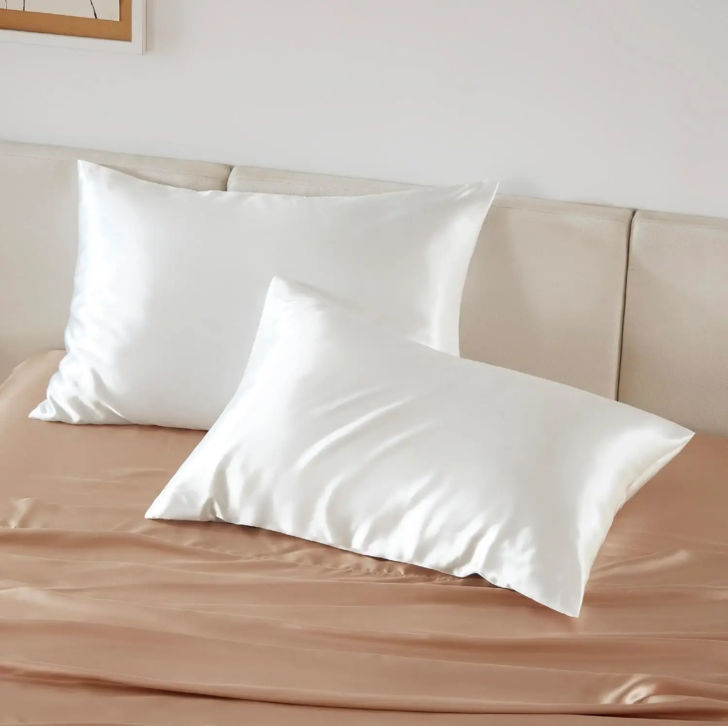 2PCS Satin Pillowcase Gifts Luxurious and Silky Throw Pillows with Envelope Closure 20x36 Inches Pillow Cover for Hair and Skin view 3