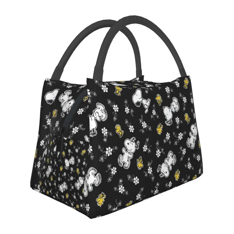 

Manga Snoopy Woodstock Insulated Lunch Tote Bag for Women Cartoon Dog Portable Cooler Thermal Bento Box Hospital Office