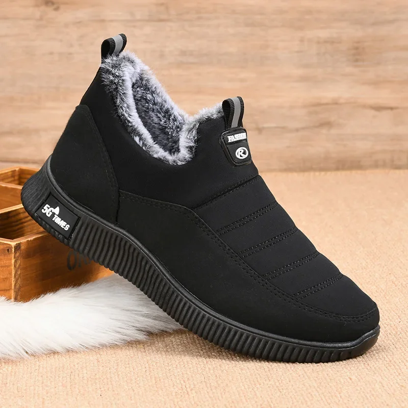 Hot Men's Winter Slip-on Snow Boots Man Light Cotton Shoes for Men Warm Ankle Boots Outdoor Male Velvet Thickening Casual Shoes