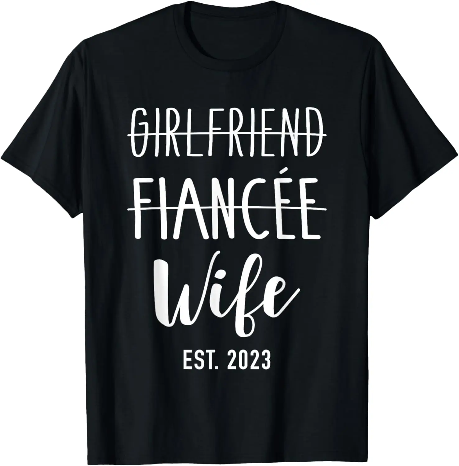 

Футболка Girlfriend fiancée wife 2023, на свадьбу и медовый месяц