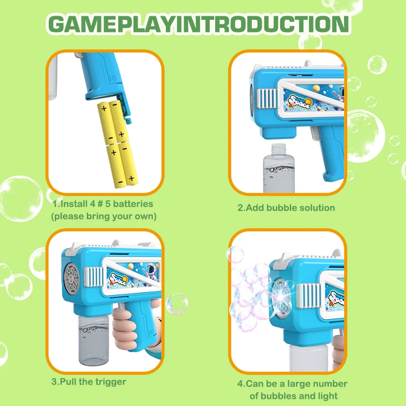 ใหม่ไฟฟ้าการ์ตูนBubble Gunเด็กกลางแจ้งInteractiveมือถือBubbleของเล่นงานแต่งงานกลางแจ้งไม่มีแบตเตอรี่Bubble Water
