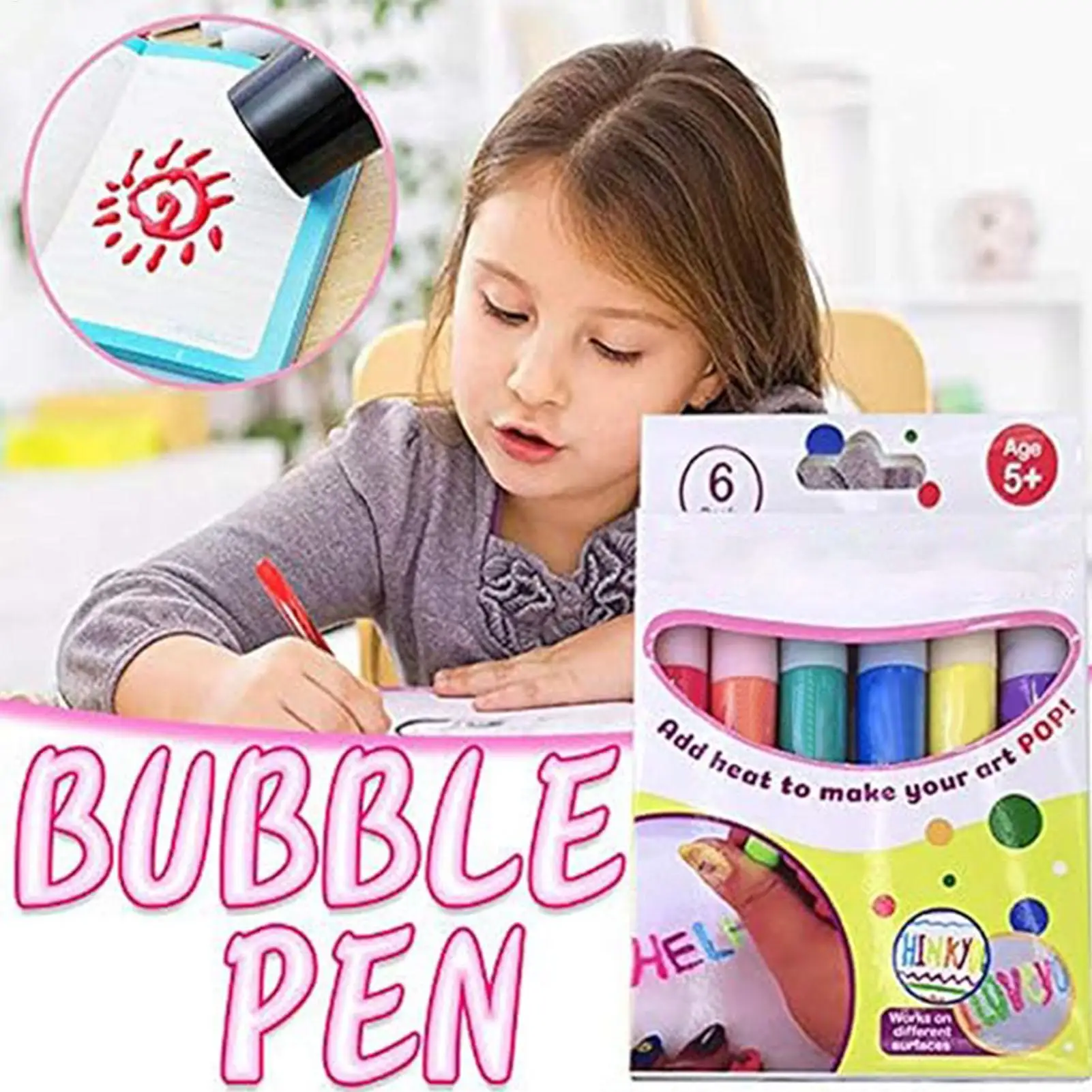 Diy Bubble Popcorn Painting Pen Magic 6/12 Colors Bubble Pen 3D Art Pen Children's Painting Coloring Creative Marker Pen view 2